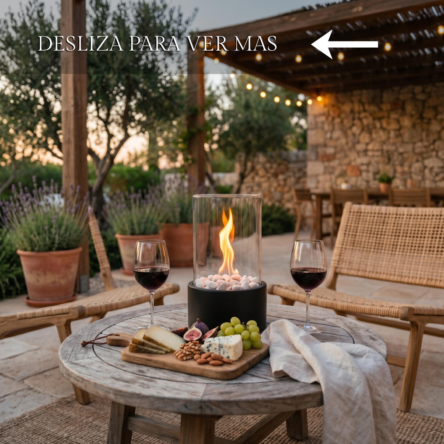 L'INCANTO — Chimenea de bioetanol de sobremesa, para dentro y fuera de casa