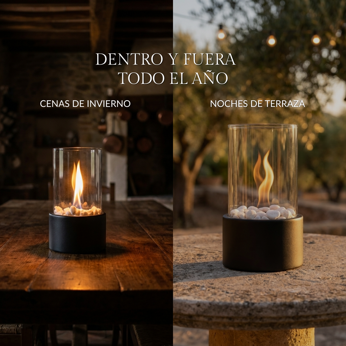 L'INCANTO — Chimenea de bioetanol de sobremesa, para dentro y fuera de casa